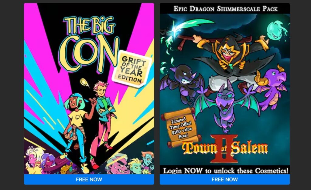 The Big Con și Town of Salem 2, jocuri gratuite oferite de Epic Games Store