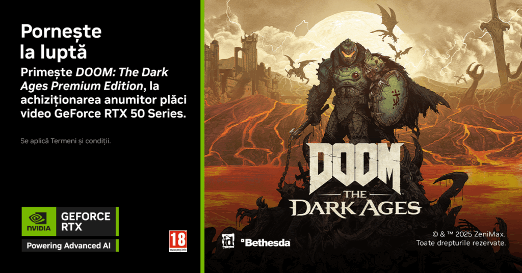 Imagine Joc NVIDIA anunță bundle-ul DOOM: The Dark Ages GeForce RTX seria 50 | 2review.ro