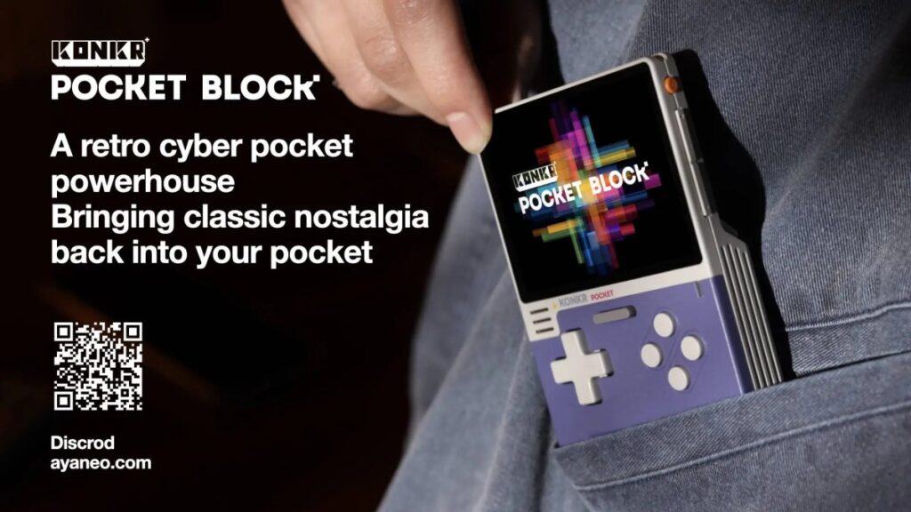 Imagine Joc KONKR Pocket BLOCK, o nouă consolă portabilă retro cu aspect de GameBoy | 2review.ro